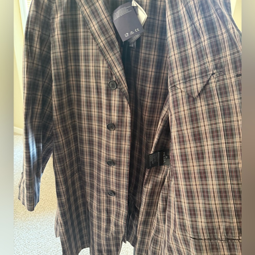 Prada raincoat style Soprabito checkered pattern color Nero size 46